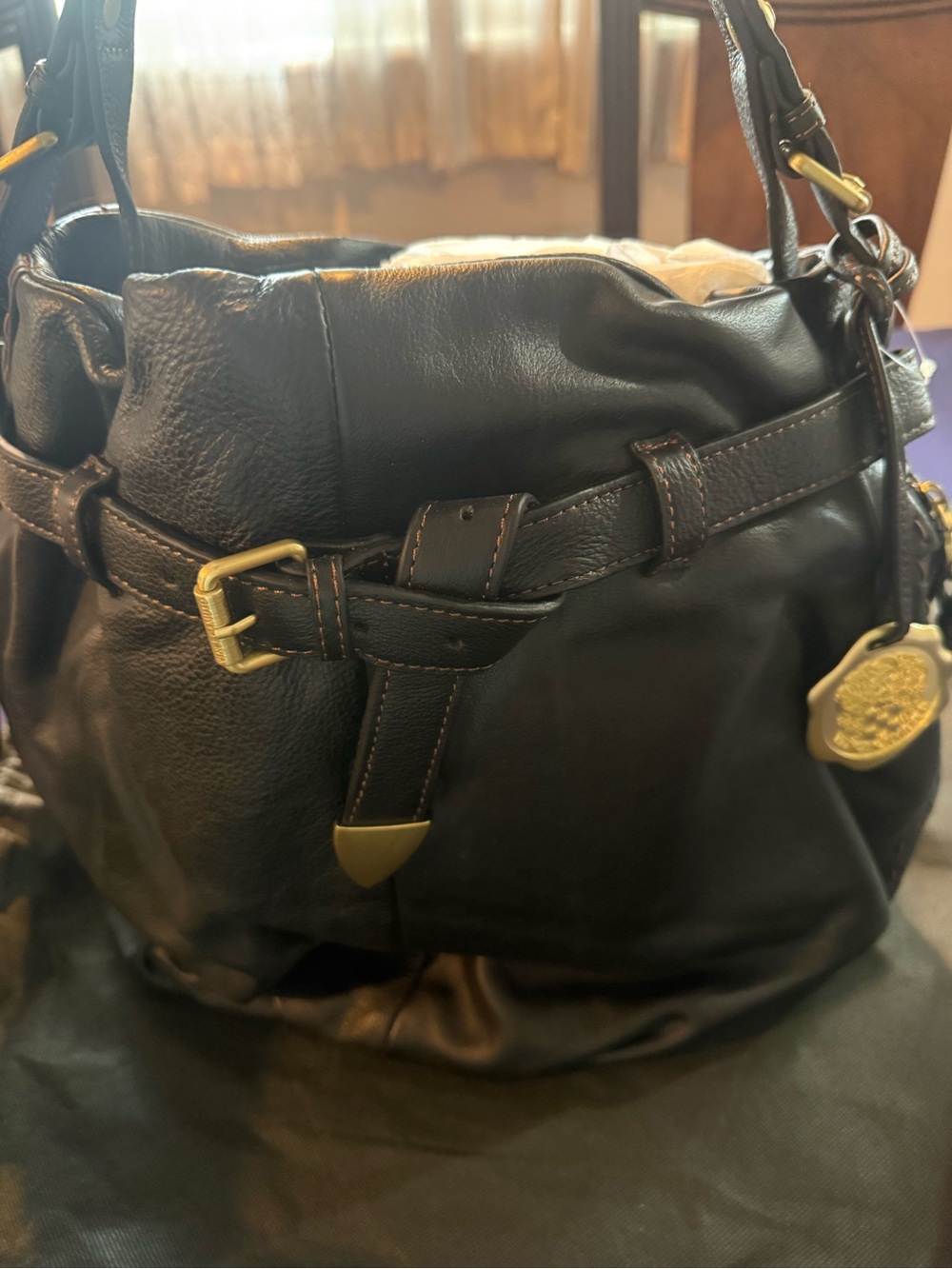 Vince Camuto Black Dust Bag with White Crest Logo